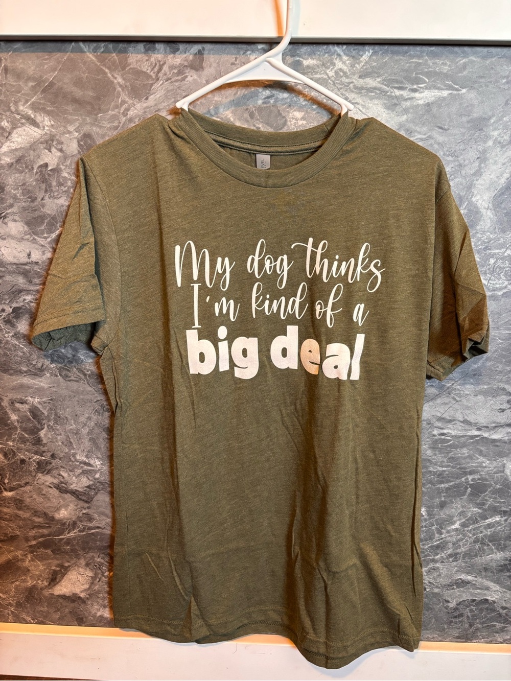 Brand New! Next Level Apparel Olive Green Dog Lover T-Shirt with White Script